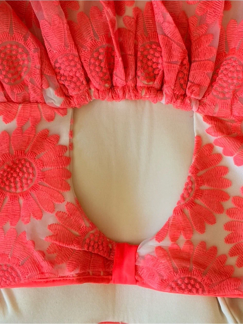 Trixxi Strapless Coral Orange lace Sunburst Dress Junior size 12